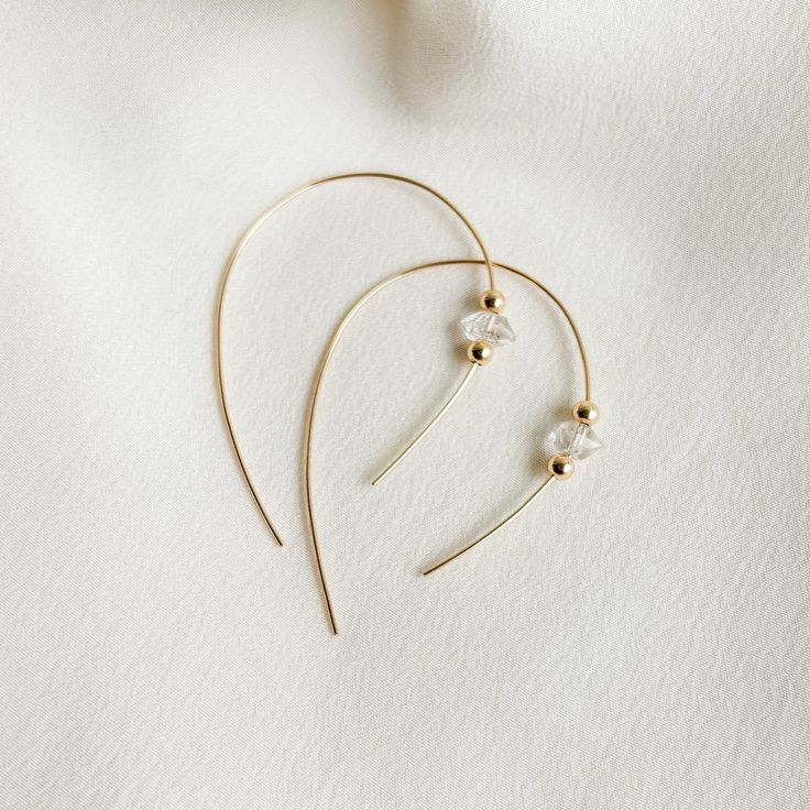 Herkimer Diamond Open Hoop Earrings Multiple Earrings, Earrings Aesthetic, Hoop Charms, Minimalist Women, Open Hoop Earrings, Stylish Earring, Trendy Earrings, Pearl Gemstone, Herkimer Diamond