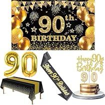 a black and gold 90th birthday party theme