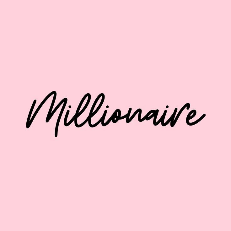 the word millinaire written in black ink on a pink background