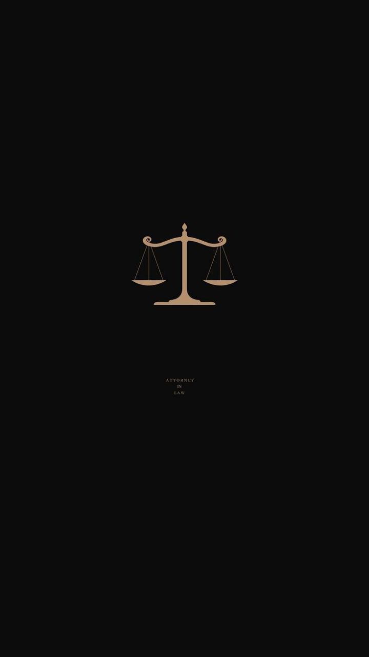 the scales of justice are shown in this minimalistic poster, which is black and gold