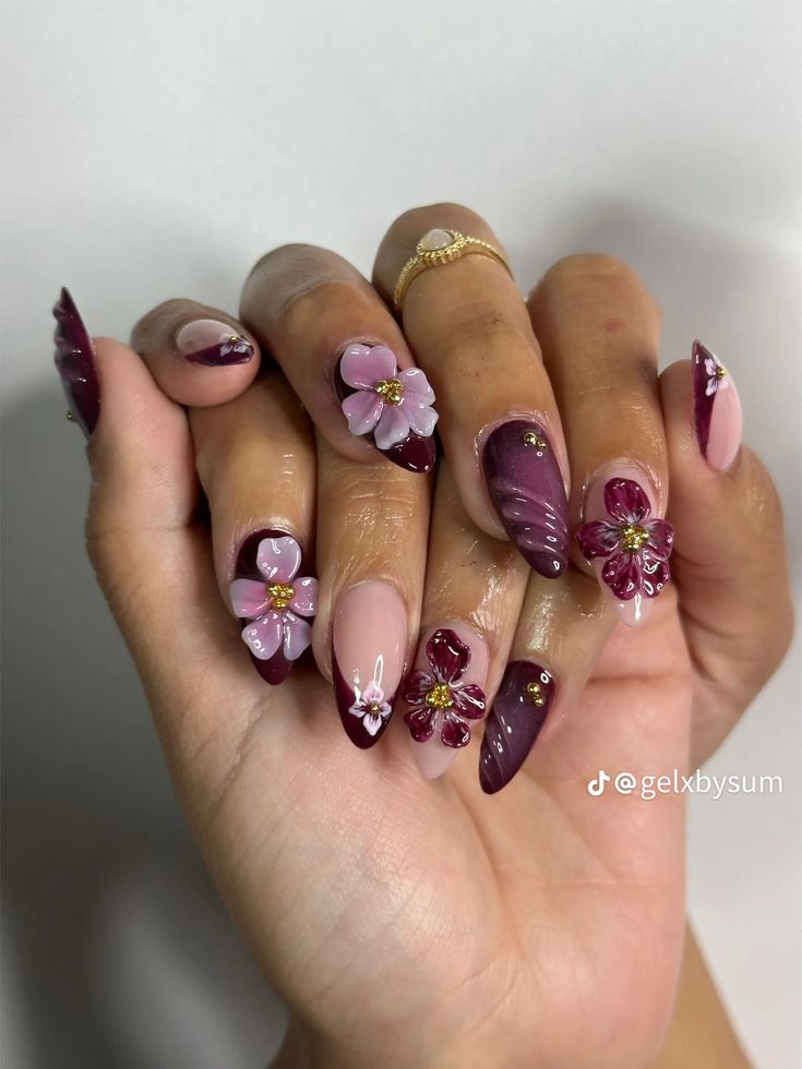 Plum Nail Designs, Orchid Nails, Classy Acrylic, Kutek Disney, Unghie Sfumate, Summery Nails, Girly Acrylic Nails, Her Nails, Soft Nails