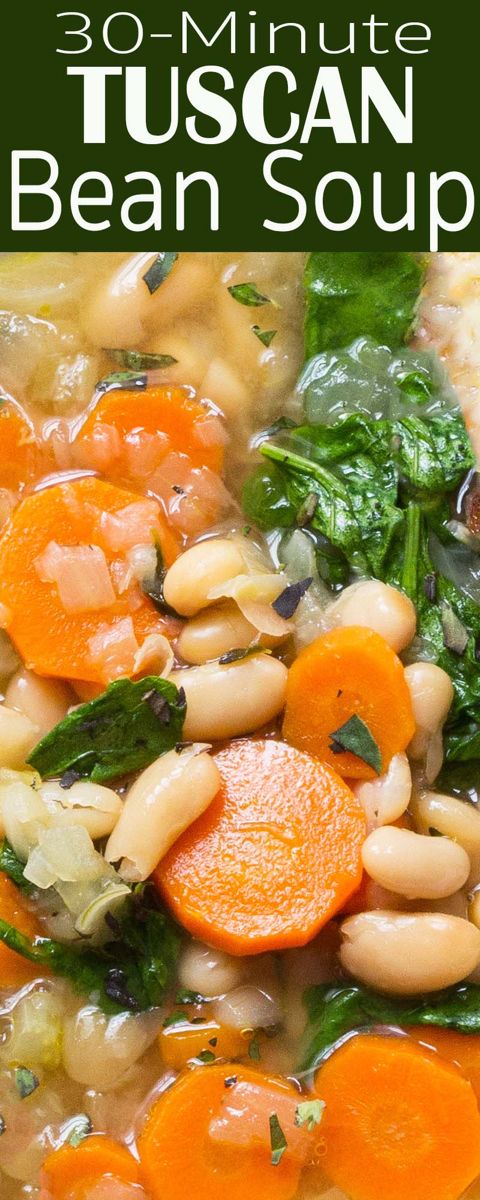 a white bean soup with carrots and spinach