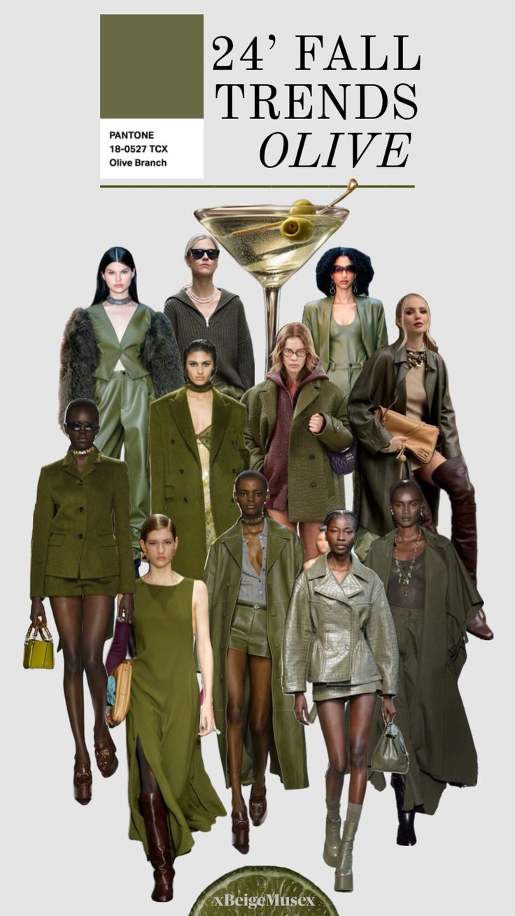 Olive green makes a bold return for Fall 2024, embodying a perfect blend of earthy elegance and urban sophistication. This versatile hue seamlessly complements warm autumn tones and adds a fresh, grounded touch to any wardrobe. From tailored coats to cozy knits, olive green is your go-to for effortlessly chic layers that transition beautifully from day to night. Embrace this trend to elevate your style with an understated yet impactful pop of color! Xx Green Outfit Fall, Olive Green Outfit, Warm Fall Outfits, Fits To Recreate, Presentation Slides Design, Outfit Links, Hawaiian Birthday Party, Autumn Tones, Colour Trend