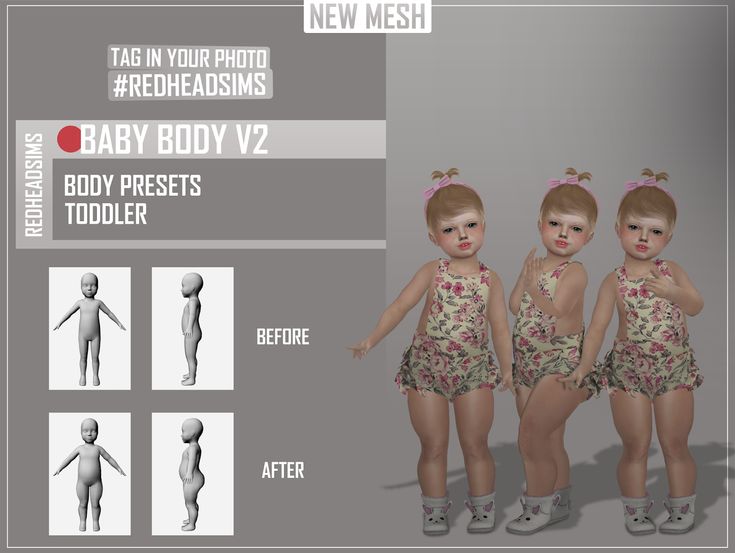 the baby body v2 toddler is shown in three different poses, and has no head