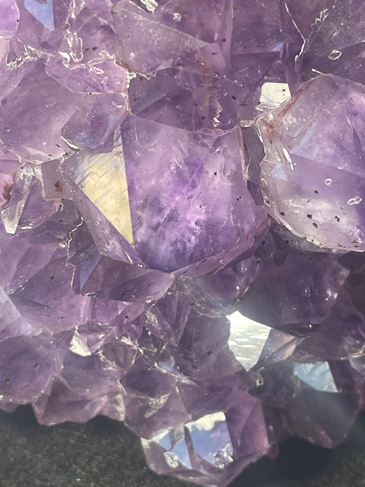 "Absolutely stunning large amethyst crystal. Weighs 6 lbs and measures at about 8\". Deep purple and well-defined terminations. Beautiful display piece.  Amethyst:" Purple Vibe, Lavender Aesthetic, Crystal Aesthetic, Rainbow Magic, Purple Themes, Soft Purple, Amethyst Purple, Rocks And Gems, Purple Crystals