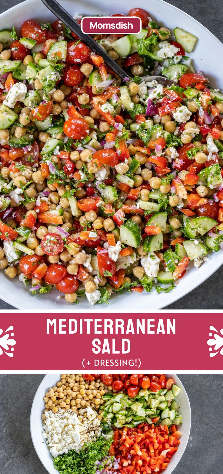 the mediterranean salad is ready to be eaten