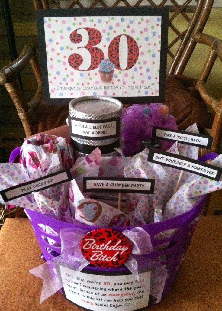 a birthday gift basket for someone's 30th birthday