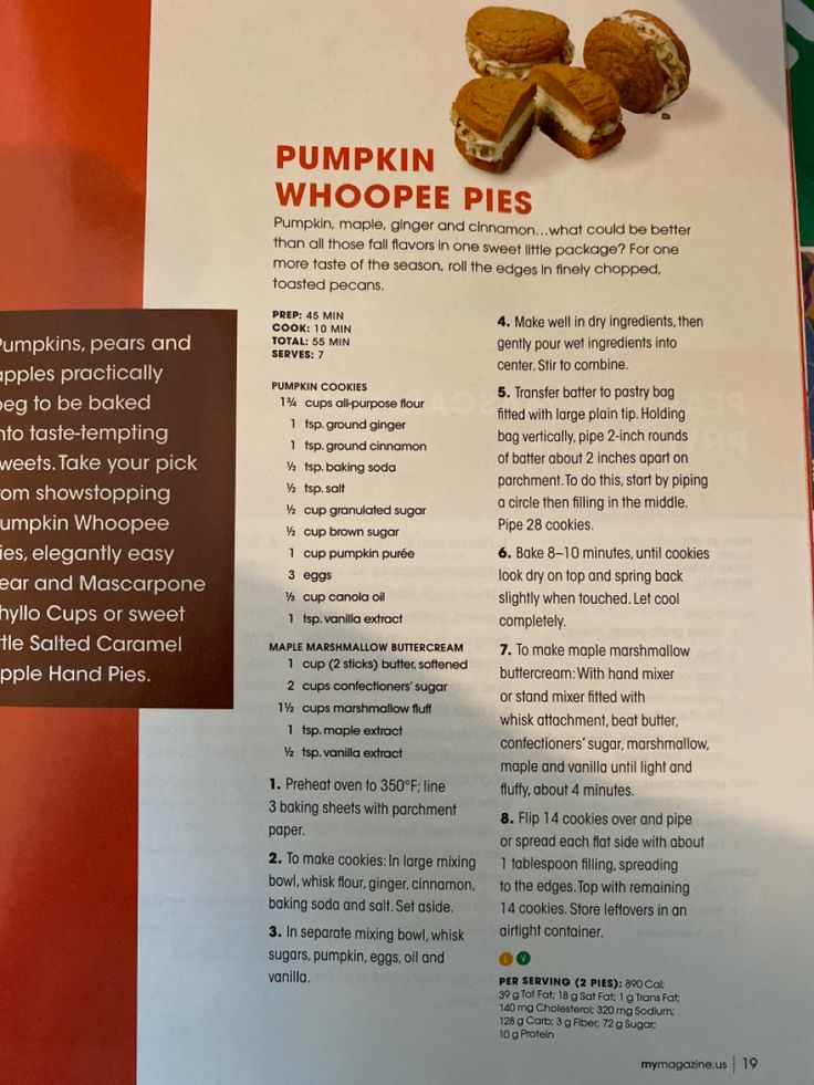 the menu for pumpkin whoopee pies is displayed on a red and white wall