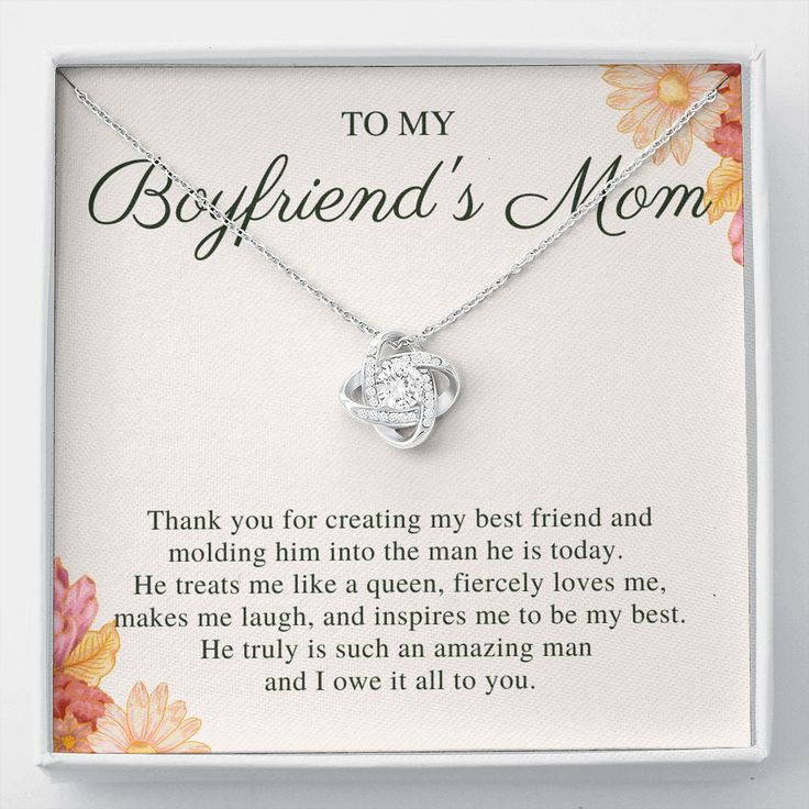 a mother's necklace with the message to my boyfriend on it in a gift box