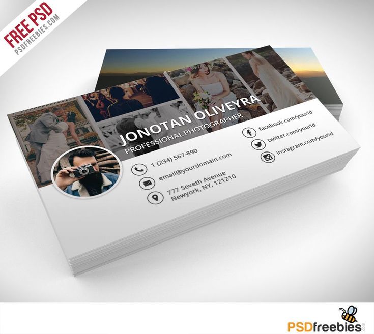 a white business card with photos on it