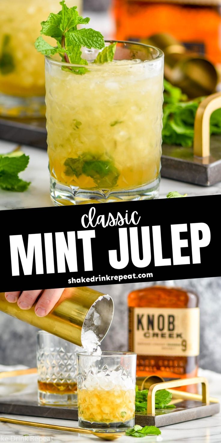 the classic mint - julep cocktail is ready to be served