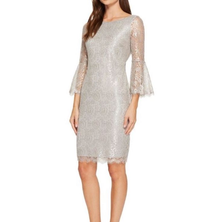 Beautiful Dress!!! Color Silver 59% Metallic 41 % Nylon, Dry Clean, New Whith Tags 3/4 Sleeve, Style Sheath!! Elegant Mini Dress With 3/4 Sleeves For Summer, Elegant Summer Mini Dress With 3/4 Sleeves, Calvin Klein Stretch Evening Dresses, Elegant Mini Dress With 3/4 Sleeves For Party, Elegant Stretch Midi Dress By Calvin Klein, Elegant Stretch Calvin Klein Dress, Elegant Calvin Klein Summer Dresses, Calvin Klein Evening Midi Dress, Calvin Klein Midi Evening Dress