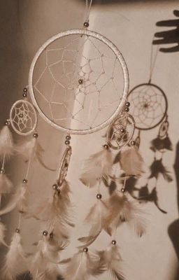 the shadow of a hand holding a white dream catcher