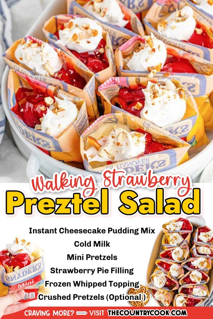 an advertisement for a dessert salad with strawberries and whipped cream