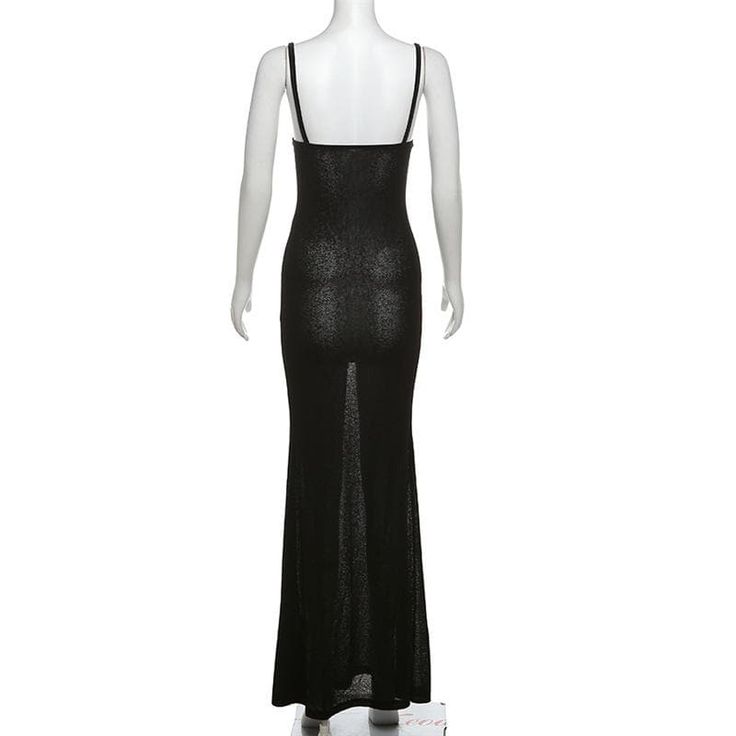 Please refer to our sizing chart for a guideline when choosing a size. 5 business days order processing time. 90% polyester 10% spandex Elegant Floor-length Maxi Dress For Club, Elegant Sheer Backless Maxi Dress, Chic Sheer Maxi Dress For Club, Sheer Fitted Backless Maxi Dress, Black Maxi Dress With Sheer Backless Detail, Sheer Backless Maxi Dress For Party, Black Hollow Out Maxi Dress For Party, Sheer Backless Slip Dress For Party, Maxi Length Hollow Out Dress For Night Out