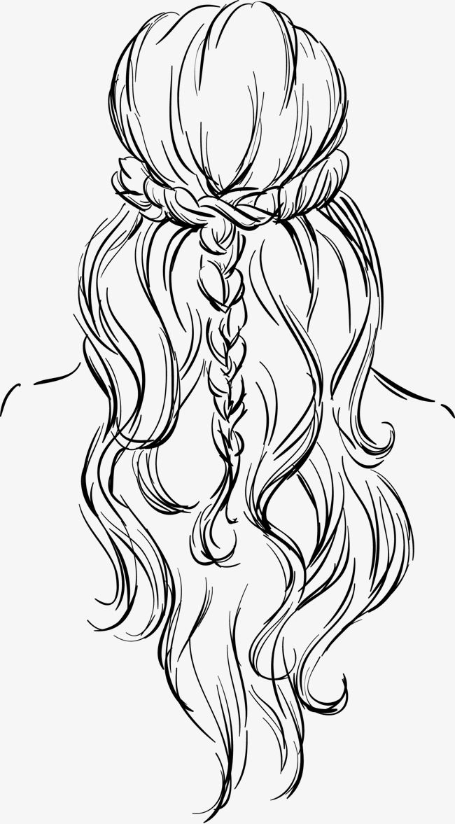 a drawing of a woman's head with long hair and braids on it