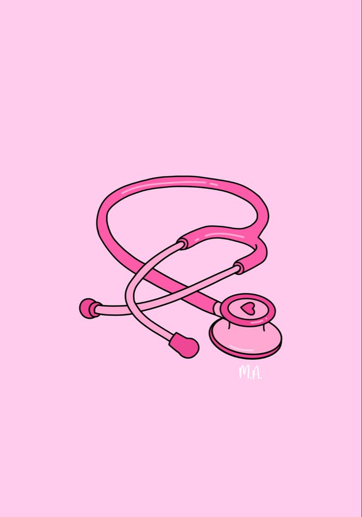 a pink stethoscope with the word ma on it's side and a stethoscope next to it