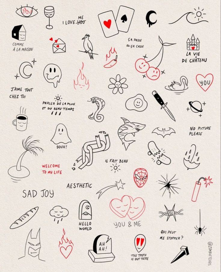 an image of various tattoos drawn on paper