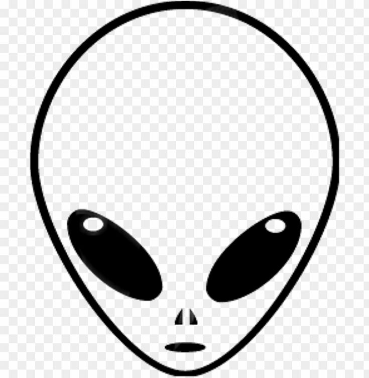 an alien face with two eyes and no head, black and white clipart png