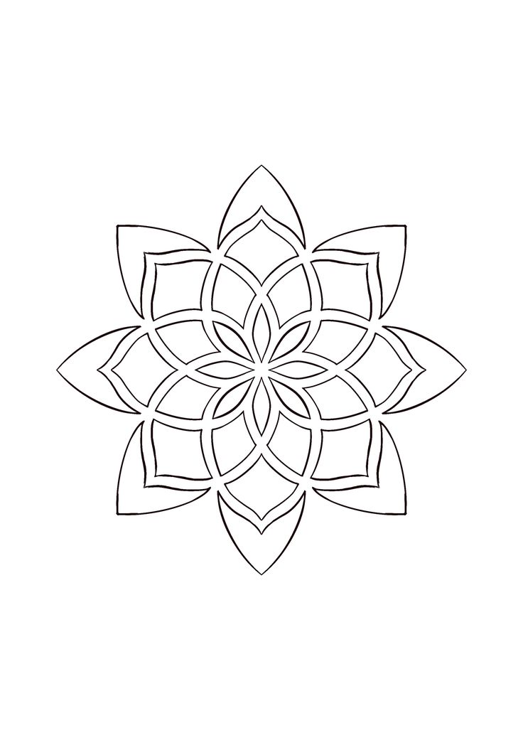 a black and white drawing of a flower with leaves in the shape of a star