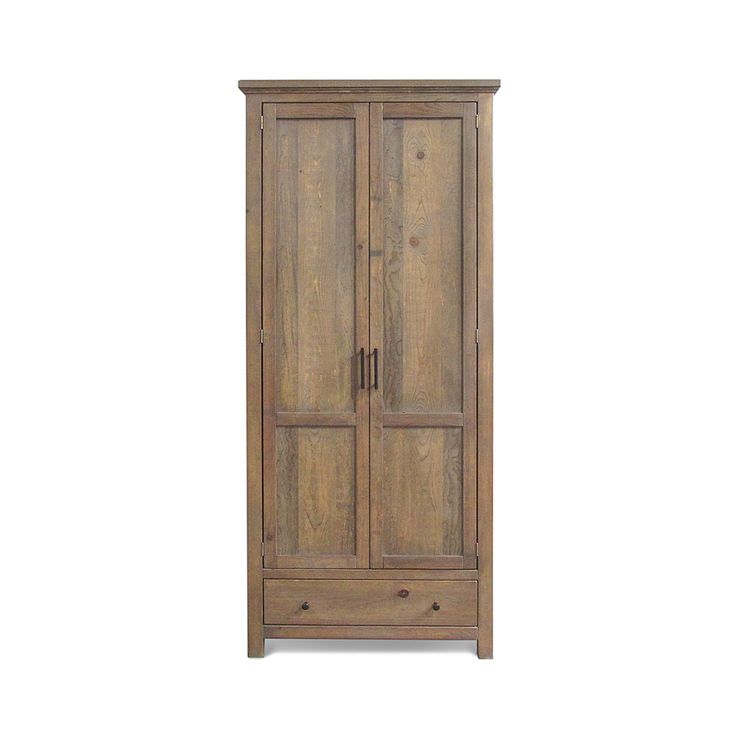 the armoire is made from wood and has two doors on one side, and three drawers