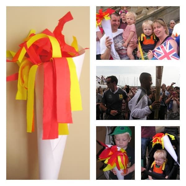 a collage of photos with people dressed in costumes and hats, including a woman holding a flag