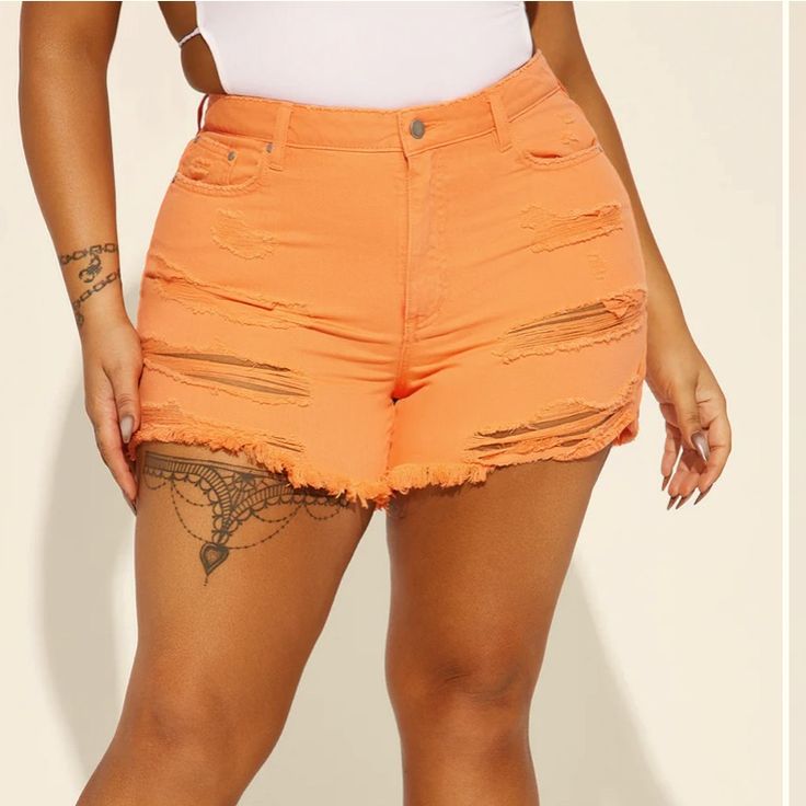 Available In Orange. Denim Cut Off Short Non Stretch Ripped Fray Hem 11" High Rise 3.25" Inseam Disclaimer: Due To The Specialized Wash & Distressing Process, Each Garment Is Unique 100% Cotton Imported Fitted Shorts With Zipper Closure For Spring, High Waist Jean Shorts With Zipper Closure, Trendy Summer Jean Shorts With Zipper Closure, Fitted Summer Shorts With Zipper Closure, Fitted Shorts With Zipper Closure For Summer, Casual Spring Shorts With Zipper Closure, Summer Cotton Bottoms With Zipper Closure, Trendy High-waisted Shorts With Zipper Closure, Trendy High-waisted Zipper Closure Shorts