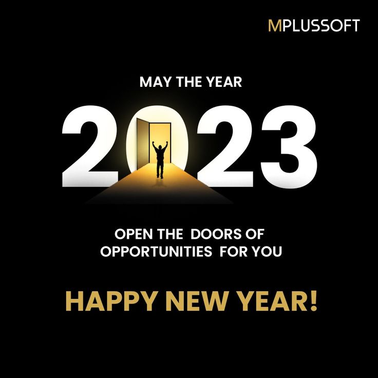 a happy new year message with an open door and the words may the year 202