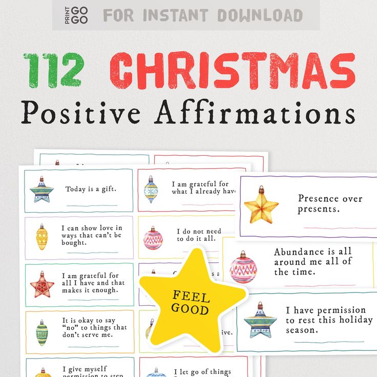 twelve christmas positive affirmations for kids to practice their feelings and feelings in the classroom