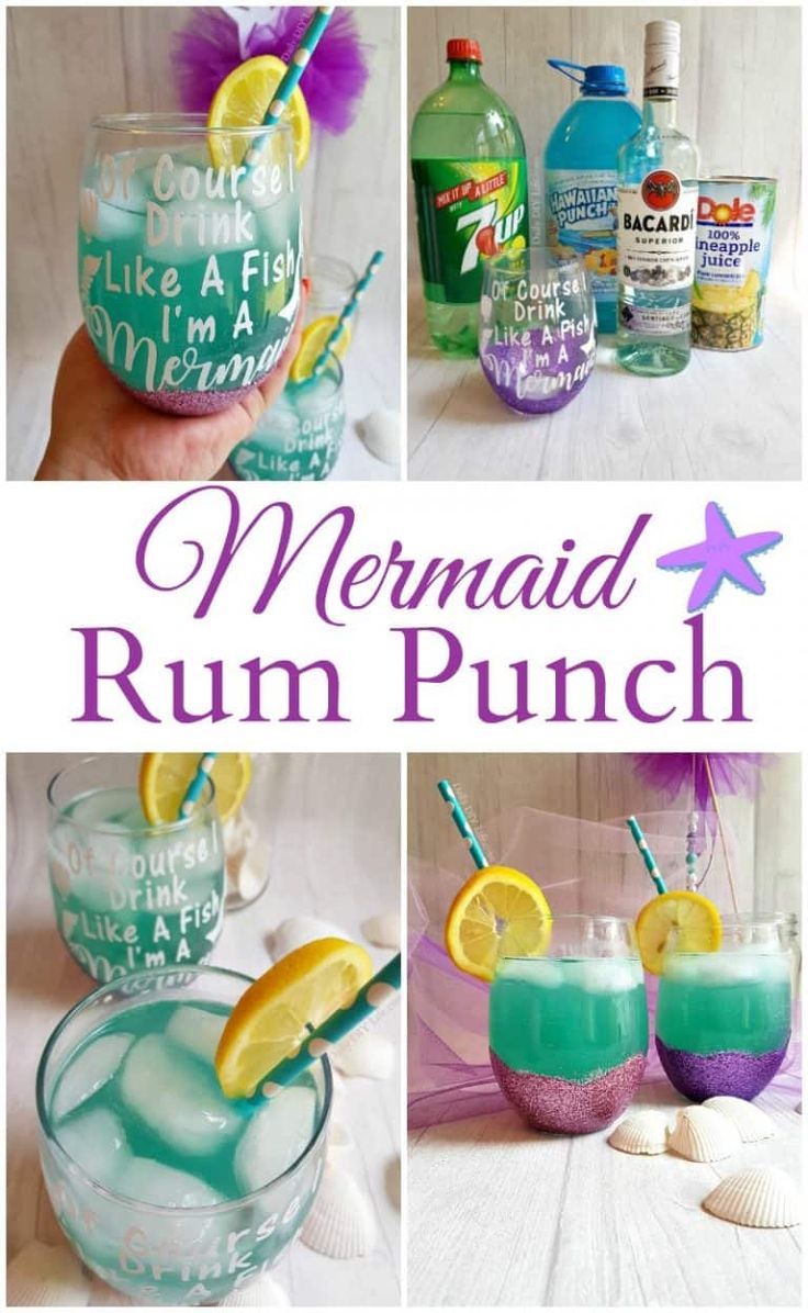 mermaid rum punch collage with text overlay