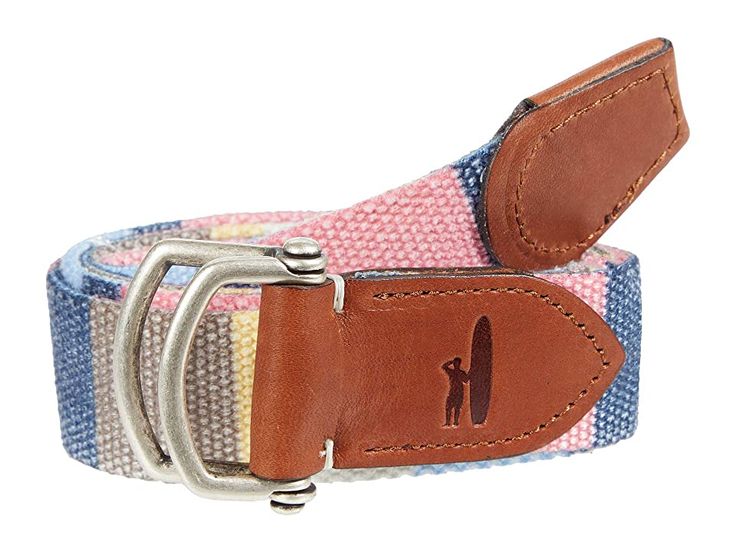 johnnie-O Bowen Canvas Web Belt - Men's Belts : Gulf Blue : The cool color blocking on this Johnnie-O belt will add to any outfit you pair it with. Printed cotton canvas belt strap with washed leather tabs. Brushed silver hardware. Sliding adjustable buckle. Imported. Measurements: Width: 1 1 4 in Weight: 3 oz Product measurements were taken using size MD. Please note that measurements may vary by size. Casual Leather Belts And Suspenders, Casual Belts With Buckle Closure For Spring, Casual Belt With Buckle Closure For Spring, Casual Multicolor Fabric Belt, Casual Multicolor Adjustable Belt, Web Belt, Card Weaving, Canvas Belt, Men's Belts