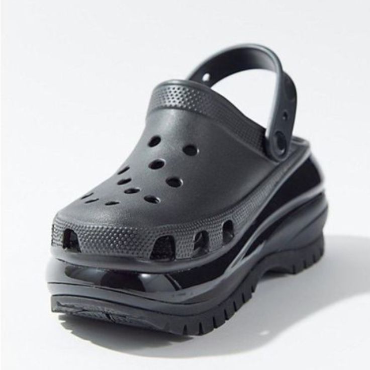 The Crocs Comfort You Love, Plus An Extra Dose Of Dynamic Style. The Mega Crush Clog Features Added Height. Iconic Crocs Comfort Keeps Them Lightweight, Flexible, Breathable And Buoyant. Content + Care 100% Croslite Foam Wipe Clean Imported Size + Fit Heel Height: 2.4" Crocs Mega Crush Clog In Black. Size~W-9/M-7 These Are Brand New With Tags. Black Chunky Platform Clogs With Round Toe, Black Synthetic Clogs With Cushioned Footbed, Black Synthetic Clogs With Rubber Sole, Casual Synthetic Clogs With Chunky Platform, Casual Clogs For Spring Streetwear, Casual Spring Clogs For Streetwear, Casual Spring Streetwear Clogs, Platform Round Toe Clogs For Streetwear, Platform Clogs With Round Toe For Streetwear