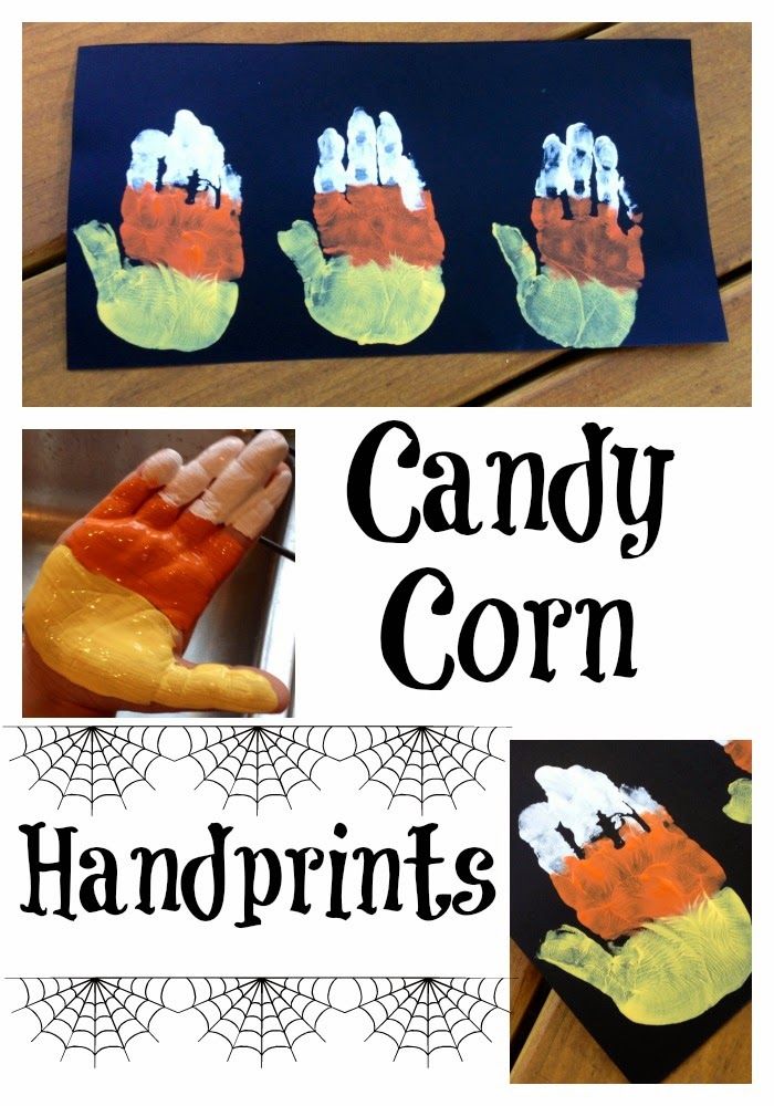 handprints made out of candy corn for halloween