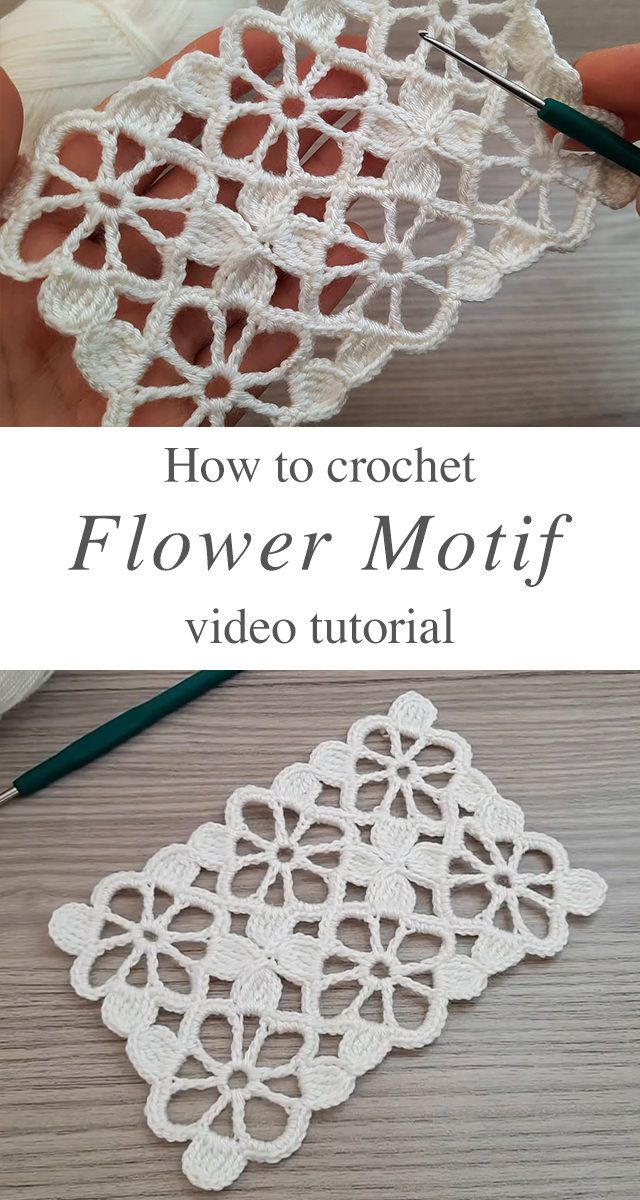 the crochet flower motif is being worked on