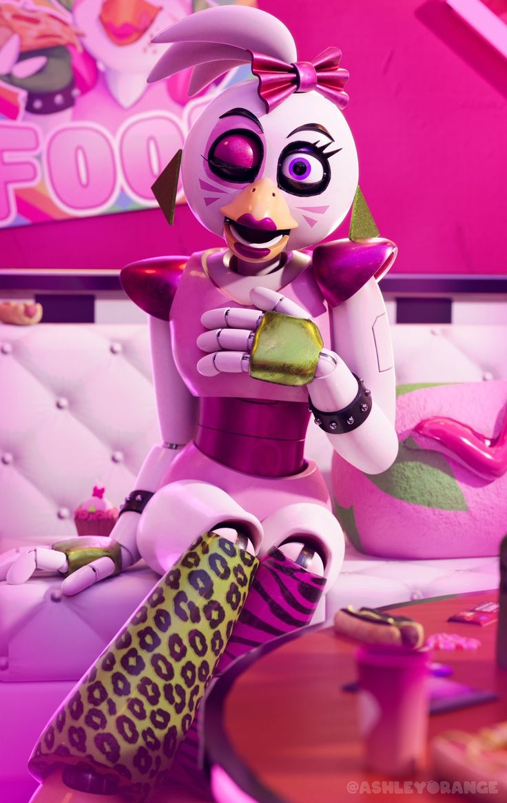 a cartoon character sitting on top of a couch in front of a pink wallpaper