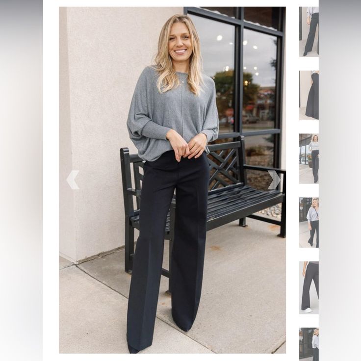 Size S/P Designed With Smoothing Premium Ponte Fabric, This Totally Machine-Washable Wide Leg Pant Features A Comfortable Pull-On Design And Offers A Sleek Look. No Need To Dry Clean. Pulls On With No Zipper, No Button. Smoothing Premium Ponte Fabric. 4-Way Stretch. Hidden Core Shaping Technology. Black Wide-leg Pantsuit For Fall, Black Wide Leg Pants For Fall Office Wear, Ponte Fabric, Wide Leg Pant, Sleek Look, Wide Leg Pants, Pant Jumpsuit, Black Color, Wide Leg