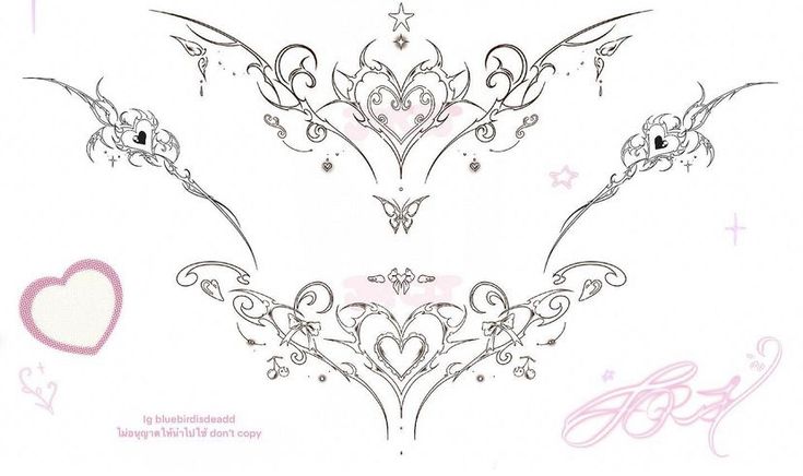 an image of some fancy designs on a white background with hearts and stars in the middle