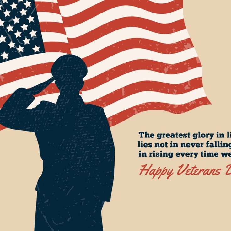 a soldier saluting the american flag with an inscription that reads, happy veterans day