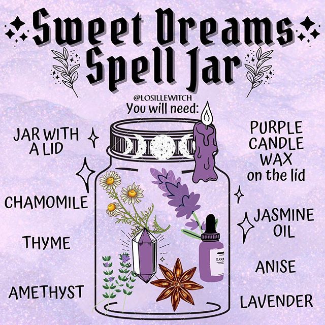 Losille’s Coven 🔮✨ on Instagram: “Sweet Dreams Spell Jar 🛌🔮✨ ➡️ Use it to make sweet dreams, to banish negative energies and to ward off nightmares. 🌝✨ Below is my personal…” New Year Spell, Witch Ideas, Hearth Witch, Dream Spell, Witches Jar, Witchcraft Spells For Beginners, Spells For Beginners, Jar Spells, Witch Bottles