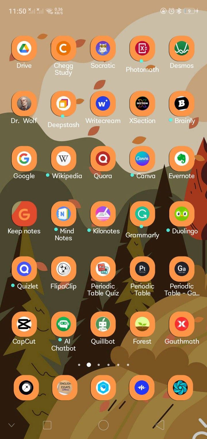 an image of the home screen for this app, with many different icons on it