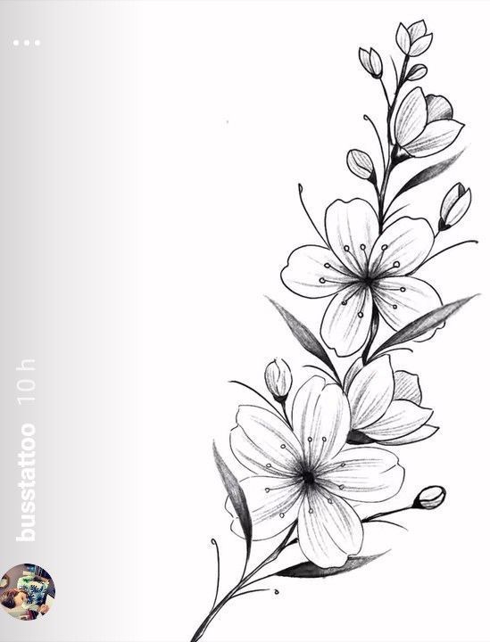 a black and white drawing of flowers