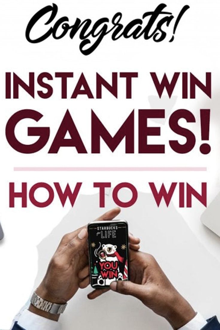 someone holding up their cell phone with the words, instant win games how to win