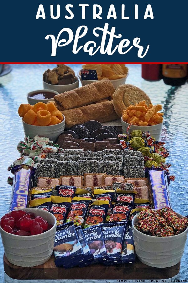 an assortment of food is displayed on a table with the words australia platter above it