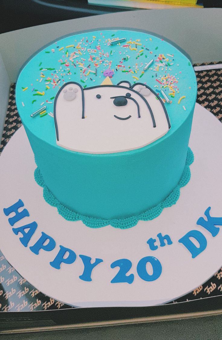 blue we bear bear themed birthday cake with sprinkles Ice Bear Cake, We Bear Bears, Bear Bears, Bear Cake, Ice Bear, Ice Bears, Bear Party, We Bear, Bear Birthday