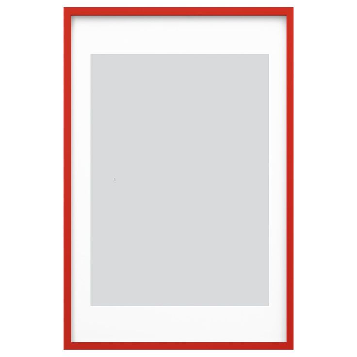 a red and white photo frame on a white background, with the bottom border slightly down