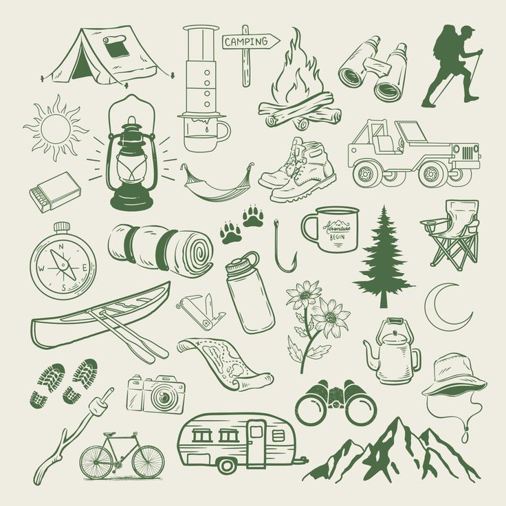 a collection of camping related items