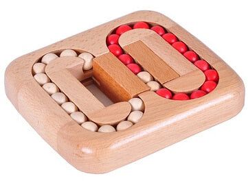 a wooden toy with beads in the shape of a number one on it's side