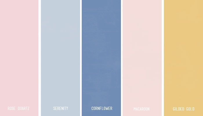 four different shades of pastel blue, yellow, pink, and purple with the same color scheme