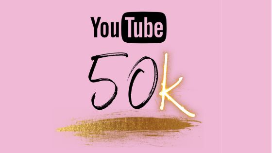 a pink background with the words you tube 50k