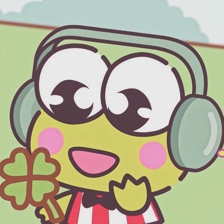 a cartoon character wearing headphones and holding a shamrock in one hand while looking at the camera